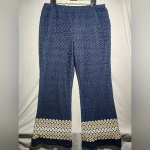 Cato navy blue, cream, and white‎ crochet harem pants US size 18/20